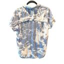 Beach Lunch Lounge Short Sleeve Button Front Blue Tie-Dye‎ Shirt Photo 2