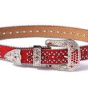 NEW RHINESTONE EMBELLISHED RED SILVER FASHION BELT Photo 2