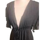 Flawless  Size Small Black Maxi Dress Deep Plunge Neckline Open Back Empire Photo 6