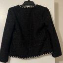 Black Tweed Blazer With Pearls Size 00 Photo 1