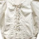 Bohme  Micah Corset Top Puff Sleeve Lace Up Denim Blouse Ivory Cream Size Small Photo 7