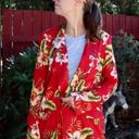 ZARA  Satin Floral Hawaiian Print Blazer Red/Green SIZE XS NEW Photo 3