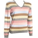 Brooks Brothers  Women’s V Neck Striped Cashmere Pullover Sweater size Medium Photo 1