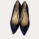 DKNY  Leather Block Heel Pointed Toe Pumps Shoes Navy Blue 41 US 10 am Photo 2