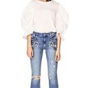 ZARA  Embroidered Midrise Mini Flare Leg Distressed Cropped Denim Jeans Size 2 Photo 1