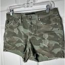 Rock & Republic Jean Shorts Womens Size 4 Green Camo Distressed Cut Off Bling Photo 1