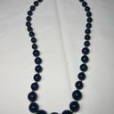 Vintage Blue  Glass Bead with Gold Tone Chain Necklace Photo 5