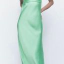 ZARA NWT  MINT GREEN SATIN EFFECT MIDI CUT OUT DRESS VIRAL TIKTOK Photo 9