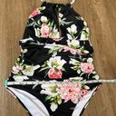 Cupshe one piece swimsuit halter tie black floral padded ruched women’s size XL Photo 13