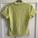 st. john's bay  Women's S Split Neck Polo Tee Citron Green White Stripe Preppy Photo 4