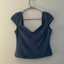 Blue Crop Vneck Top Size M Photo 0