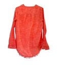 Caslon  lightweight spring summer cotton raw hem henley popover coral top Medium Photo 6