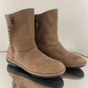 Olukai Tan Nubuck Leather Suede O Waho Whipstitch Tassel Slip On Mid Calf Boots Photo 0