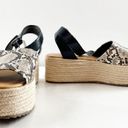 American Eagle  Platform Espadrille Snake Print Sandals Black Cream 9 Photo 3