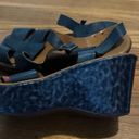 Kork-Ease Korks by  Platform Sandals Teal Leather Upper Strappy Wedges Photo 2