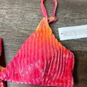 Daisy NWT Dippin 's Revibe Velour Ribbed Tie Dye Bikini Top Pink Orange Yellow S Photo 2