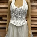 Jessica McClintock  White Silver Embroidery Tulle Bridal Wedding Prom Dress Sz 8 Photo 2