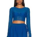 GIGI C Tina Wrap Mesh Top in Cobalt Large New Womens Swim Cover Up Blue Photo 9