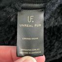 Unreal Fur Wet Look Aviator Biker Jacket Faux Leather & Fur Black Size Large NWT Photo 9