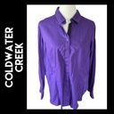 Coldwater Creek  No Iron Deep Purple Button Down Collared Long Sleeve Fitted Blou Photo 1