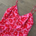 ZARA  pink red floral print ruched party body on mini dress Photo 4