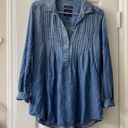 American Eagle  Jegging Fit Chambray Denim Top Lyocell Stretch Jean Button Top Photo 7