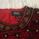 Adrianna Papell Boutique Red Silk Beaded Blouse | Sise Large Photo 1