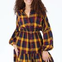 Angie NEW! Boho Plaid Long Sleeve Mini Dress Fringed Hem Grunge Photo 0