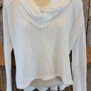 We The Free People Long Sleeve Waffle White Cowl Neck Top over sized XS crop front Photo 0