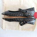 Valentino Garavani Valentino Black Silver Rockstud Quilted Spike Mary Jane Cap Toe Ballet Flats Photo 6