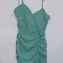 Blush Boutique Green Tie Shoulder Sleeves Ruched Bodycon Mini Dress Photo 0