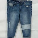 Gap  Factory Sexy Boyfriend Crop/Ankle Medium Wash Denim Women 12 Patchwork Jeans Photo 0