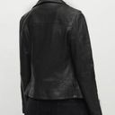 All Saints Leather Jacket Ellis Funnel Neck Black Lambskin Moto Jacket Size 2 Photo 8