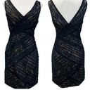 Monique Lhuillier  Womens 4 Cocktail Dress LBD Lace Bodycon Sleeveless Black Mini Photo 2