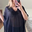 Big Buddha : Black Embroidered Tassel Poncho Photo 1