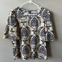 SheIn Navy And Cream Damask Blouse Photo 0