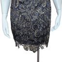 Sans Souci  Womens Small Black Gold Floral Overlay Sleeveless Midi Cocktail Dress Photo 93