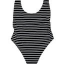 Aerie  Striped u-back high cut One Piece Bathing Suit women's extra large black Photo 0