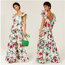 Scarlett LA DOUBLEJ Floral Flutter Sleeve  Tiered Ruffle Maxi Dress Medium Photo 1