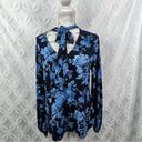 Jason Wu J  City Long Sleeve Mock Neck Shirt Blue Floral M Photo 2