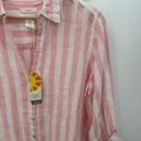 C&C California  Red White Striped 100% Linen Shirt Women's Size Large L NWT Photo 3