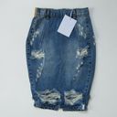 One Teaspoon NWT ONE by  FreeLove in Vintage Blue Destroyed Denim Pencil Skirt 22 Photo 1