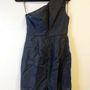 J.Crew  Dress Navy Blue 100% Cotton One-Shoulder Cocktail/ Prom Dress Sz 4 EUC Photo 4