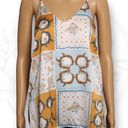 Joie  Patchwork Handkerchief Patterned Satin Tank Top Floral White Yellow Blue XS Photo 1