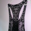 Solemio  M Tank Top Black Mesh Lace Eyelet Boho Swim Cover Sheer Photo 6