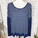 Michael Stars  Women's Striped Thermal Long Sleeve Top Navy Blue Gray One Size Photo 1