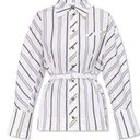 Ganni  NWT White Stripe Button Down Blouse Photo 0