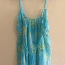 Oscar de la Renta  blue floral tank blouse sz L Photo 3