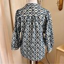 Pilcro  ANTHROPOLOGIE Cotton Blue Embroidered Button down Costal Top Size Medium Photo 6