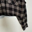 Oak + Fort  Black Plaid Cropped Flannel Collared Shirt Photo 6